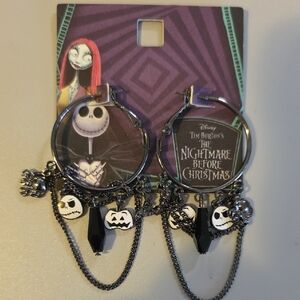Disney Silver Nightmare Before Christmas Hoop earrings New In Pkg.  Great Christ